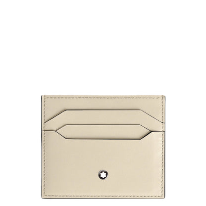 Porta carte meisterstück montblanc beige nuvolato in pelle color crema con design minimalista e stella argentata al centro