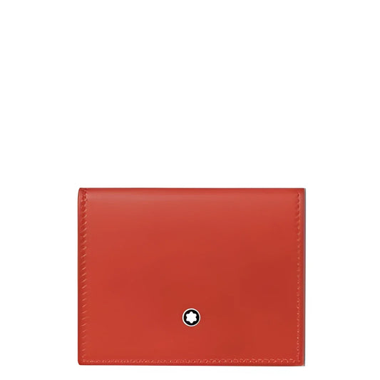 Porta carte montblanc in pelle rossa con emblem montblanc in argento per carte essenziali organizzate