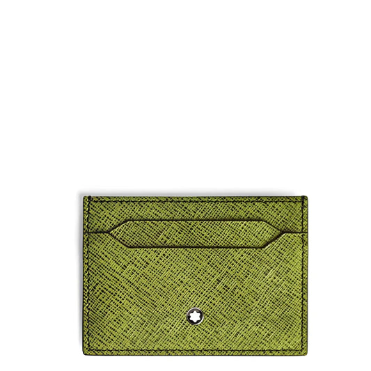 Montblanc porta carte in pelle stampa saffiano multi lime con emblema stella argento e cinque scomparti