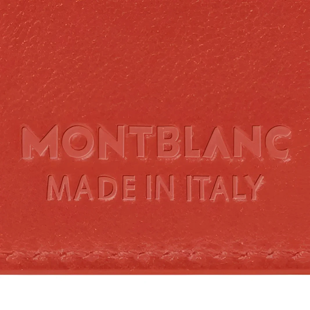 Porta carte montblanc in pelle rossa con marchio a rilievo e lavorazione artigianale italiana per carte essenziali organizzate