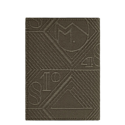 Custodia per passaporto montblanc kaki verde con motivo testurizzato ispirato agli archivi e design geometrico impresso