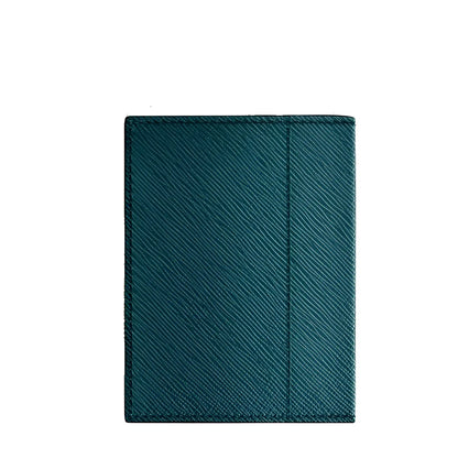 Portafoglio mini montblanc blu cipro in pelle di colore teal scuro con texture diagonale a motivo croce