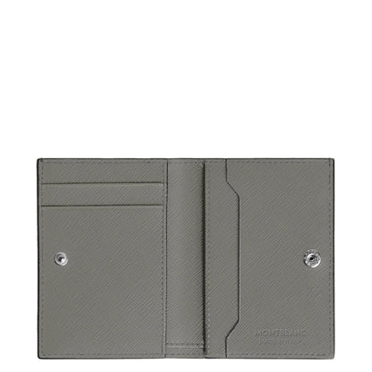 Montblanc portafoglio mini in pelle stampa saffiano grigio medio con bottoni a pressione argento e branding goffrato