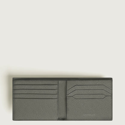 Portafoglio montblanc 8 scomparti sartorial grigio in pelle stampa saffiano con design minimalista e multipli scomparti