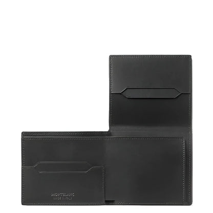 Portafoglio montblanc sottile trio nero in pelle con design minimalista e cuciture sottili, modello 198145