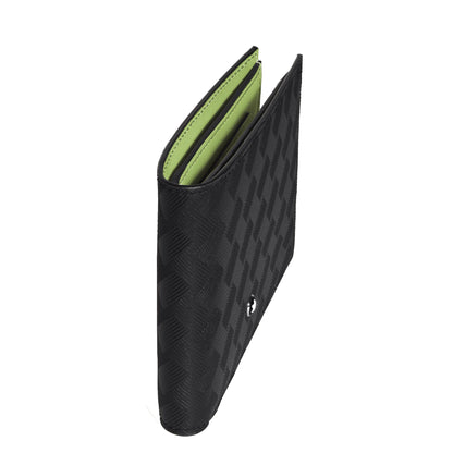 Portafoglio montblanc portafoglio 6cc extreme nero lime con motivo a quadri e interno verde lime elegante