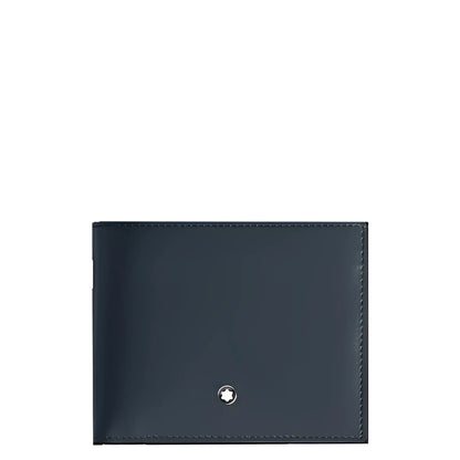 Portafoglio classico bifold Montblanc in pelle velluto blu con stella argento centrale elegante e funzionale