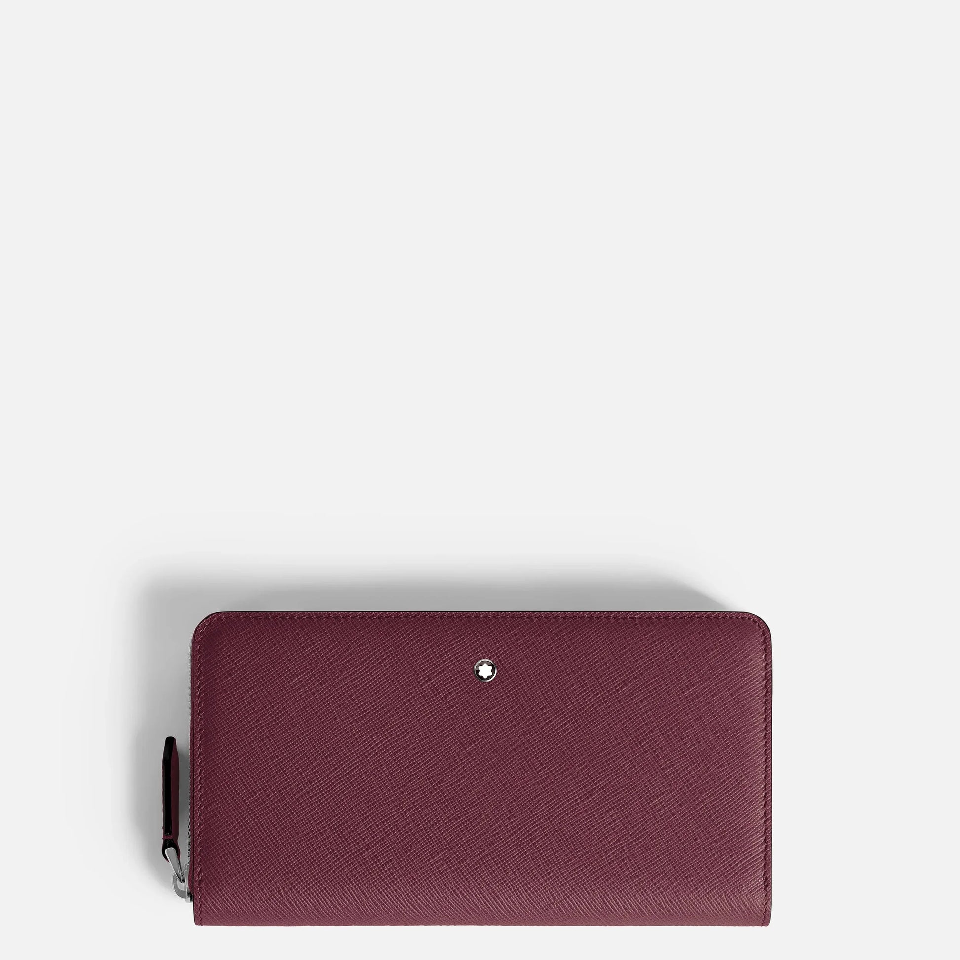 Portafoglio montblanc sartorial cassis in pelle bordeaux con superficie testurizzata e logo emblematico argentato