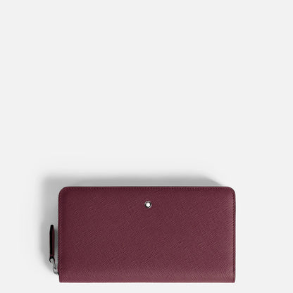 Portafoglio montblanc sartorial cassis in pelle bordeaux con superficie testurizzata e logo emblematico argentato