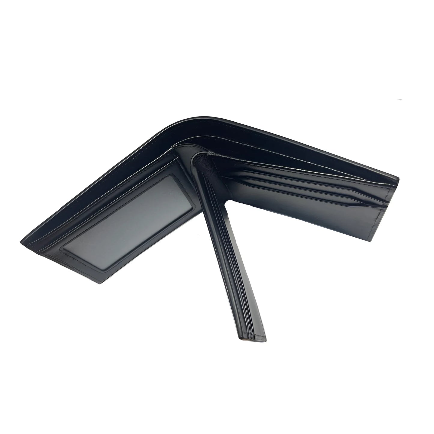 Portafoglio Meisterstuck Montblanc in pelle nera con design minimalista e sei scomparti più due tasche a vista