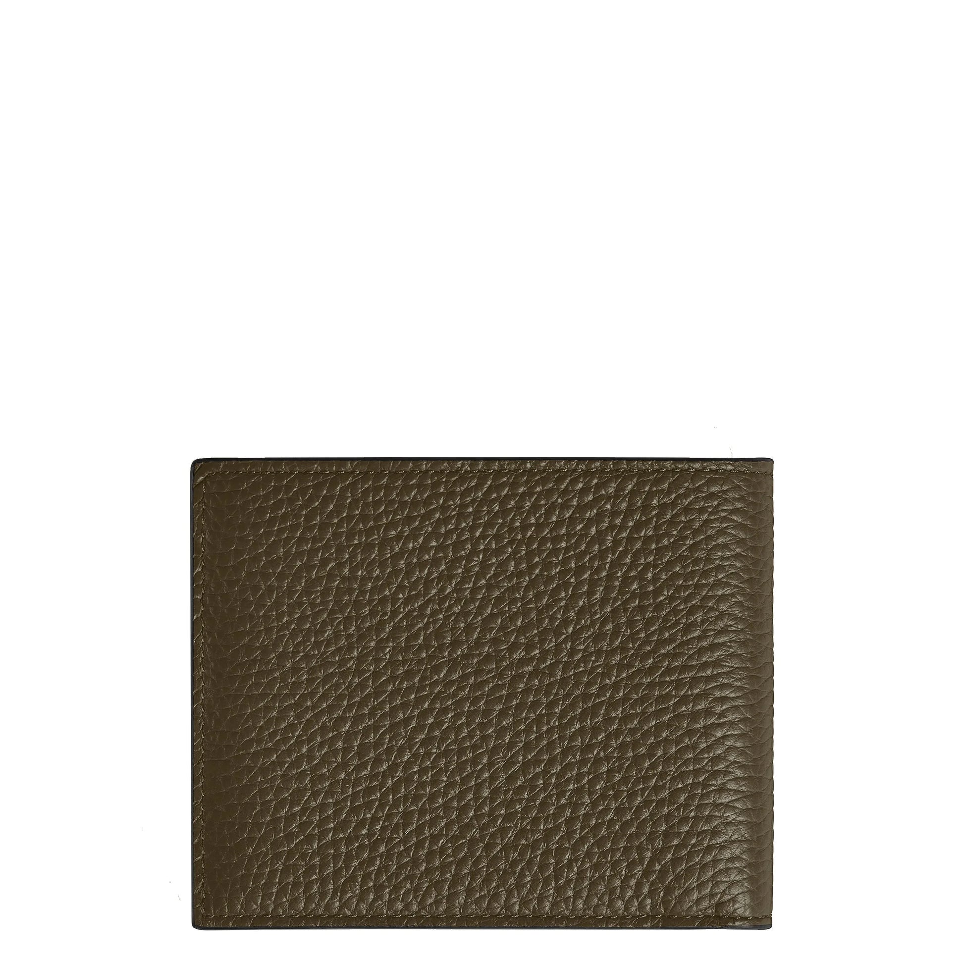 Montblanc portafoglio 6cc classico portafoglio bi-fold in pelle verde oliva texturizzata modello kaki 220197