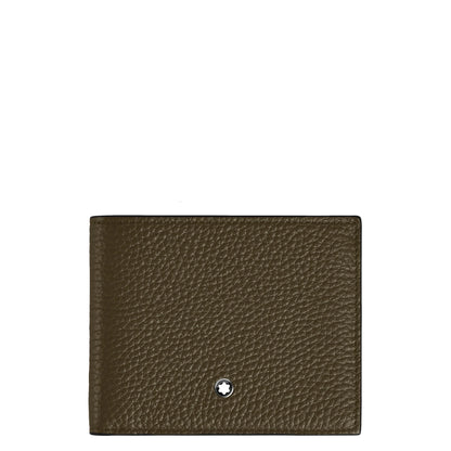Montblanc portafoglio 6cc kaki classico portafoglio bi-fold in pelle verde oliva con emblema a stella argento