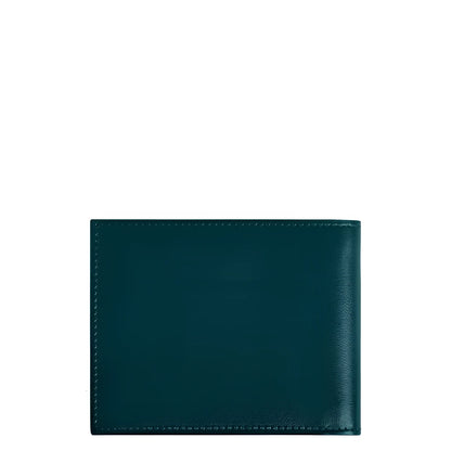 Portafoglio meisterstück montblanc in pelle blu cipro con sei scomparti e cuciture precise ai bordi