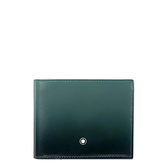 Portafoglio Meisterstück in pelle British Green verde britannico con finitura lucida e logo Montblanc al centro