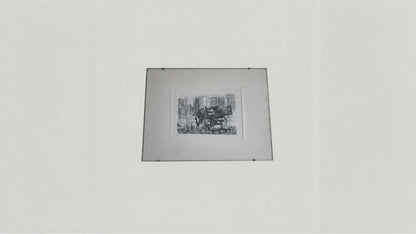 „Lastwagen am Stadtrand“ – Renzo Vespignani, Radierung, handsigniert und -nummeriert, 1956