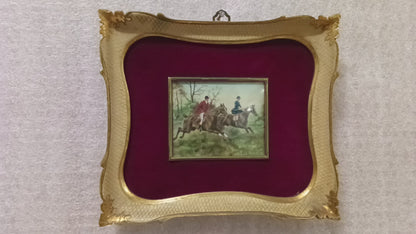 Englische Miniatur-Öl auf Leinwand aus dem 19. Jahrhundert, signiert, mit originalem Rahmen