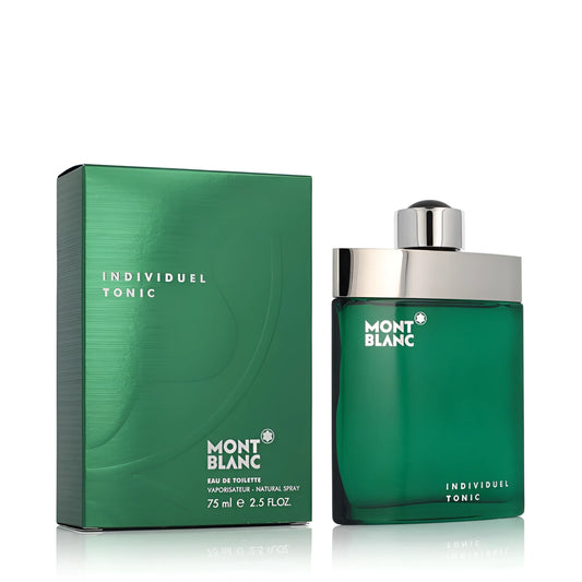 Mont blanc offre montblanc individuelle tonic eau de toilette 75ml in bottiglia verde in vetro con tappo argento e confezione abbinata