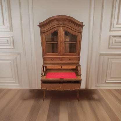 Credenza scrittoio ribalta in rovere massello restaurata ottocento con dettagli antichi e finitura originale