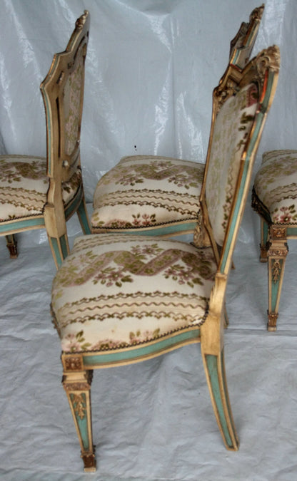 Set 4 sedie napoleone iii in stile napoleone iii seconda metà ottocento in mogano con intarsi decorativi