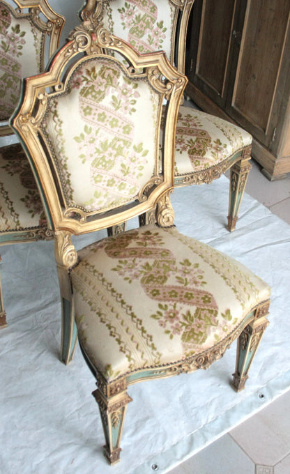 Set 4 sedie napoleone iii in stile napoleone iii seconda metà ottocento con rivestimento floreale ornato
