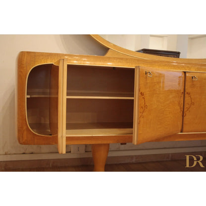 Vintage sideboard in legno con ante aperte design mid-century moderna di vittorio dassi anni 50 da dario raia antiquariato