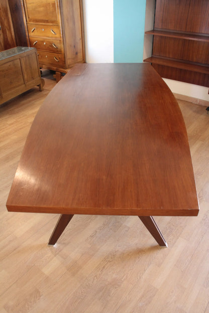 Tavolo tolomeo di ico parisi in legno marrone, scrivania direzionale modello italiana del 1958
