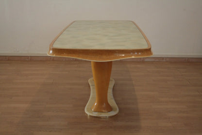 Tavolo da pranzo mid-century moderno vittorio dassi anni 50 rettangolare crema con base a piedistallo di dario raia antiquariato