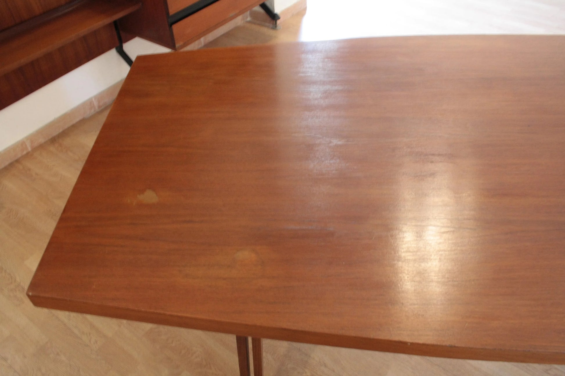 Rectangular wooden tavolo tolomeo di ico parisi scrivania direzionale modello in legno italiano 1958