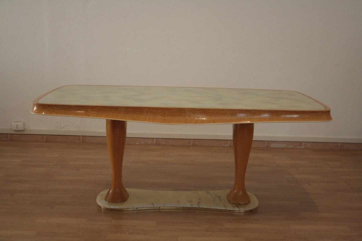 Tavolo da pranzo mid-century moderno di vittorio dassi con gambe curve in legno, anni 50, dario raia antiquariato