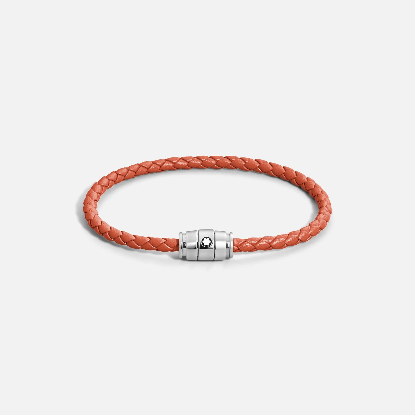 Montblanc bracciale in acciaio a 3 anelli e pelle Meisterstück Cayenne misura S 13429160
