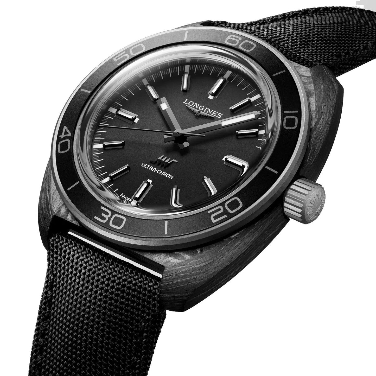 Longines Armbanduhr Ultra-Chron Carbon 43mm anthrazit automatisch Titan und Carbon L2.839.4.52.2