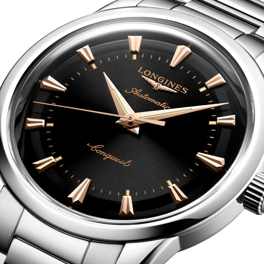 Longines Uhr Heritage 40mm schwarz Stahl Automatik L1.650.4.52.6