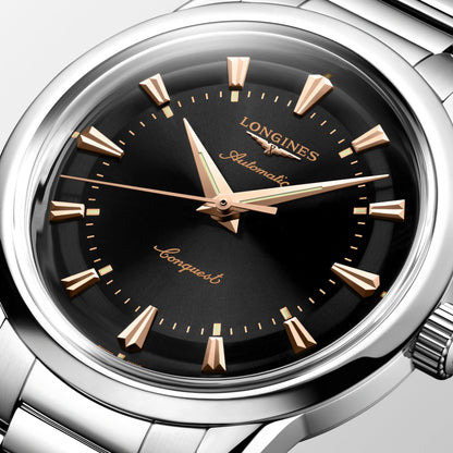 Longines Uhr Conquest Heritage 38mm schwarz automatisch Stahl L1.649.4.52.6