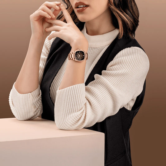 Mido Uhr Multifort TV 35mm braun Diamanten Automatik Stahl PVD Roségold-Finish M049.307.33.296.00
