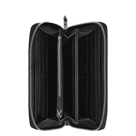 Montblanc Geldbörse mit 12 Fächern und Reißverschluss Sartorial Tweed blau 220365