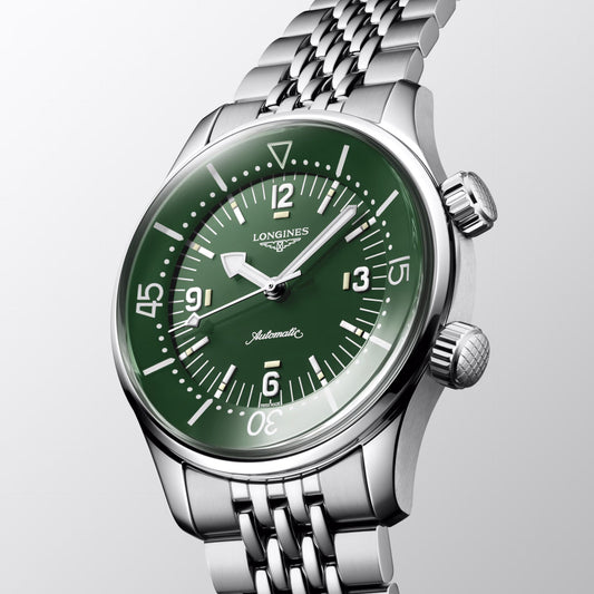Longines Uhr Legend Diver 39mm grün Automatik Stahl L3.764.4.06.6