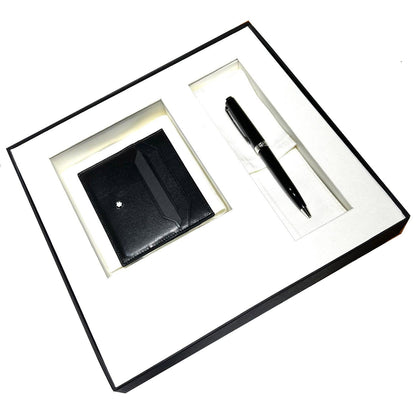 Montblanc Set Kugelschreiber Pix und Kreditkartenetui 6 Fächer Meisterstück schwarz 137793