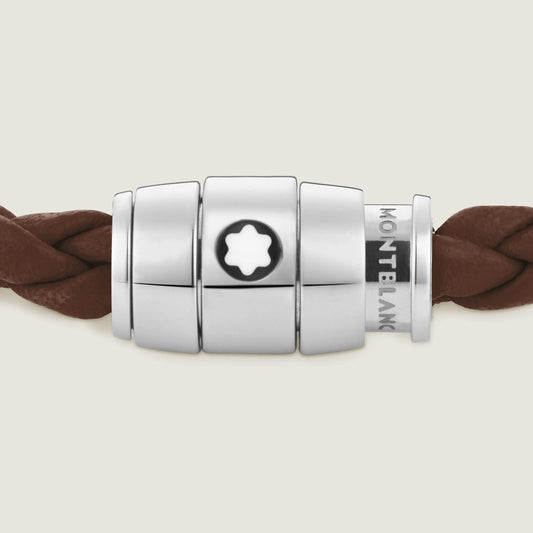 Montblanc Armband Edelstahl 3 Ringe Leder Meisterstück Rehbraun Größe M 13600163