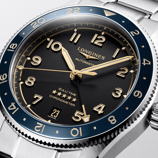 Longines Uhr Spirit Zulu Time 39mm anthrazit Automatik Stahl L3.802.4.60.6