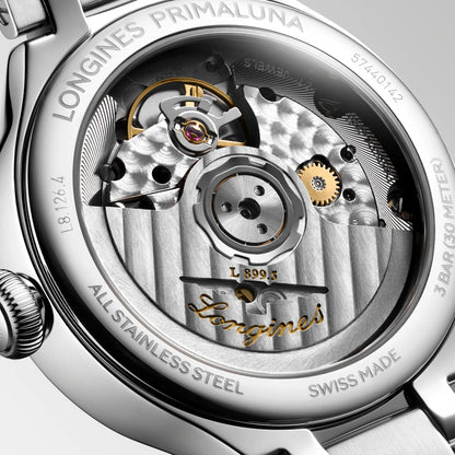 Longines Uhr Primaluna Mondphase 34mm silber Automatik Stahl L8.126.4.71.6