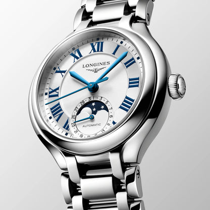 Longines Uhr Primaluna Mondphase 34mm silber Automatik Stahl L8.126.4.71.6