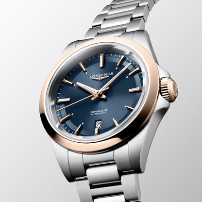 Longines Conquest Uhr 30 mm blau Automatik Edelstahl PVD-Roségold-Finish L3.320.5.92.6